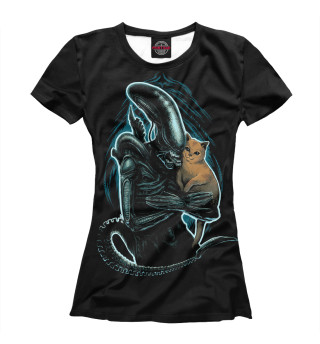 Женская футболка Ксеноморф и котик