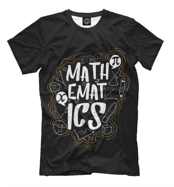 Мужская футболка с изображением Математика цвета Черный