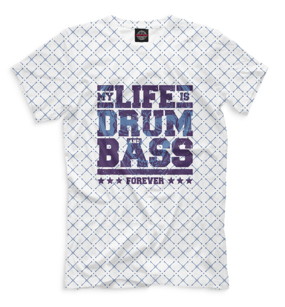 Мужская футболка с изображением Drum and Bass цвета Молочно-белый