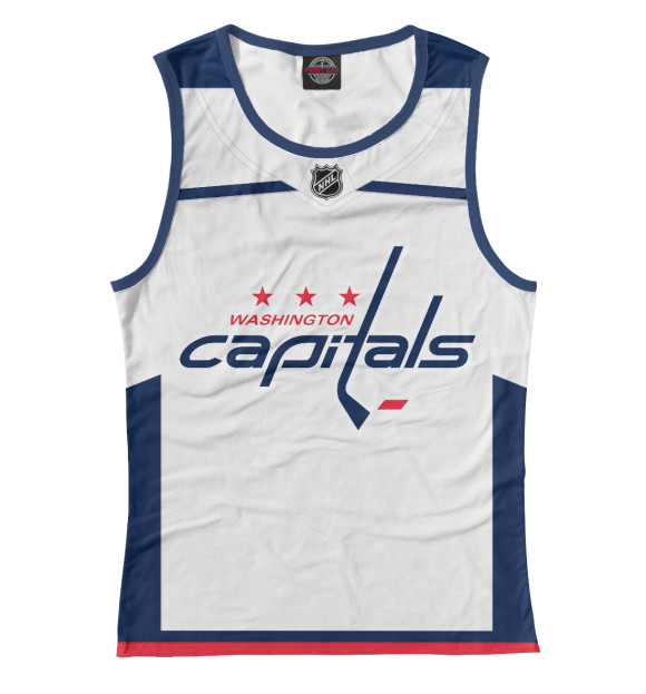 Женская майка с изображением Washington Capitals Форма Гостевая 2018 цвета Белый