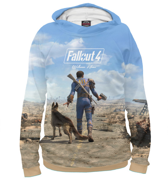 Женское худи с изображением Fallout 4 цвета Белый