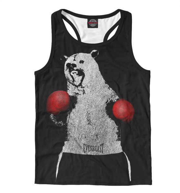 Мужская майка-борцовка с изображением Медведь Боксёр цвета Белый