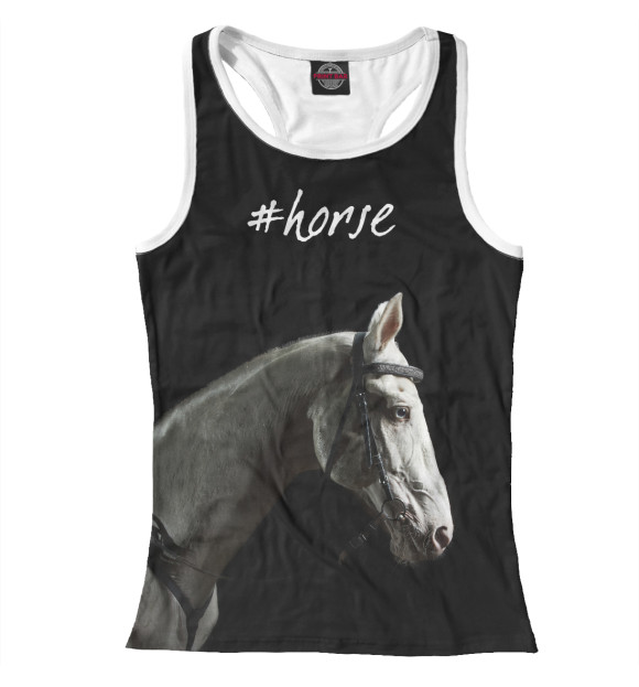 Женская майка-борцовка с изображением Лошадь цвета Белый