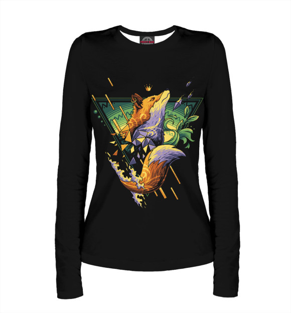 Женский лонгслив с притом Рыжие ноты цвета Белый Женский лонгслив с изображением Рыжие ноты цвета Белый