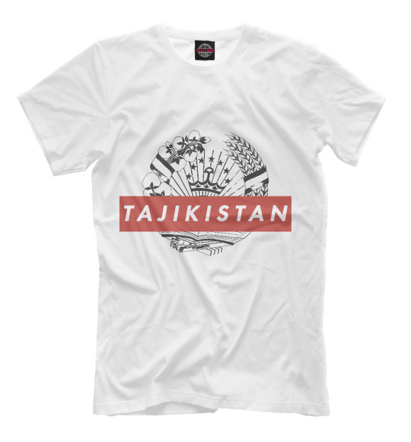 Мужская футболка с изображением Tajikistan цвета Белый
