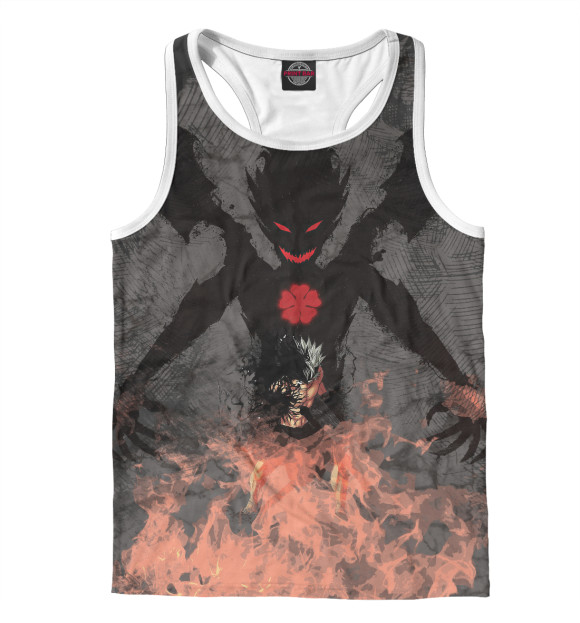 Мужская майка-борцовка с изображением Черный клевер цвета Белый