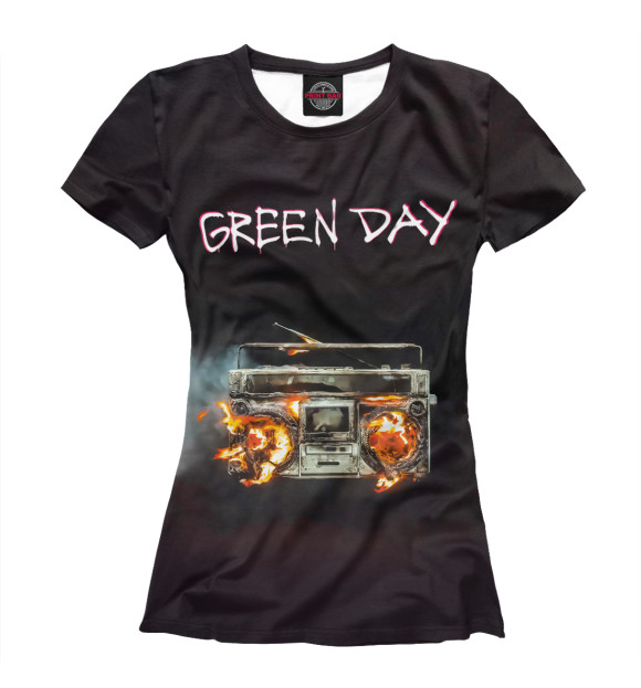 Женская футболка с изображением Green Day альбом цвета Белый