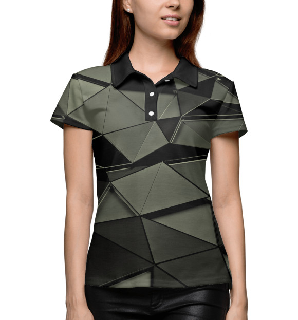 Женское поло с изображением Abstract gray цвета Белый