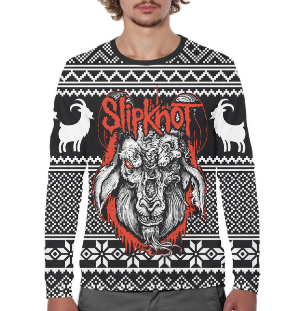 Мужской свитшот с изображением Slipknot цвета Белый