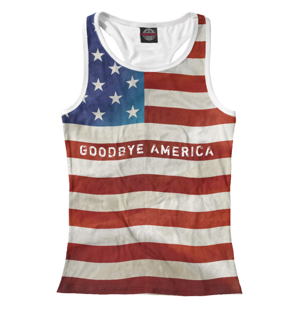 Женская майка-борцовка с притом Гудбай Америка цвета Белый Женская майка-борцовка с изображением Гудбай Америка цвета Белый