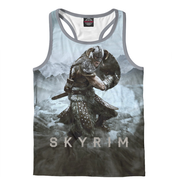 Мужская майка-борцовка с изображением Skyrim цвета Белый