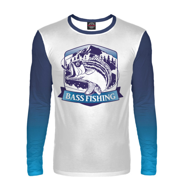 Мужской лонгслив с изображением Bass fishing цвета Белый