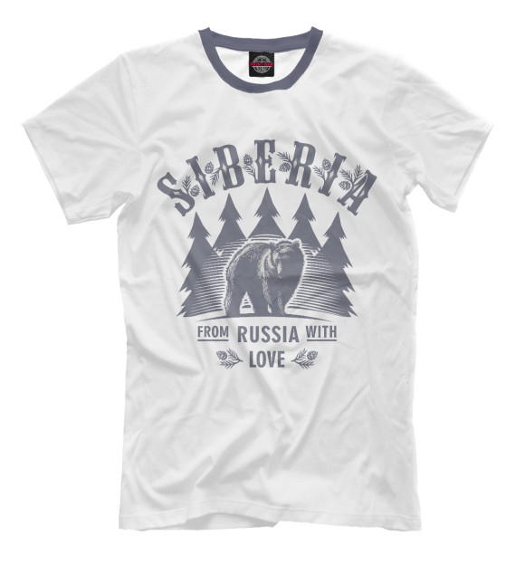 Мужская футболка с изображением Сибирь цвета Молочно-белый