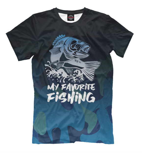 Мужская футболка с изображением Моя любимая рыбалка цвета Белый