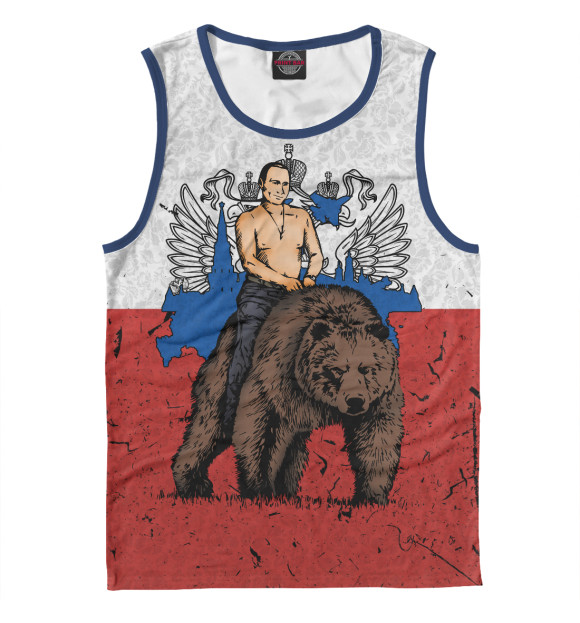 Майка для мальчика с притом Лидер России цвета Белый Майка для мальчика с изображением Лидер России цвета Белый