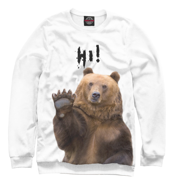 Мужской свитшот с изображением Русский медведь цвета Белый