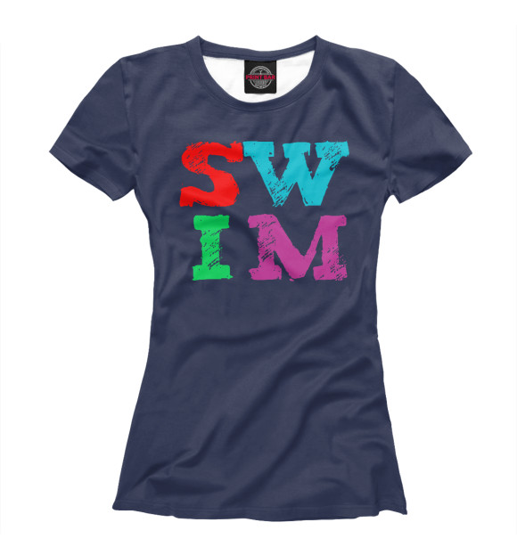 Женская футболка с изображением SWIM letters цвета Белый