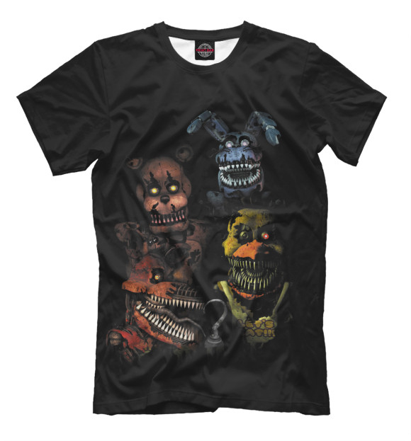 Мужская футболка с изображением Five Nights At Freddy's цвета Черный