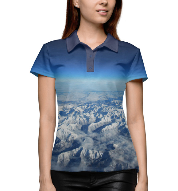 Женское поло с изображением Горы из космоса цвета Белый