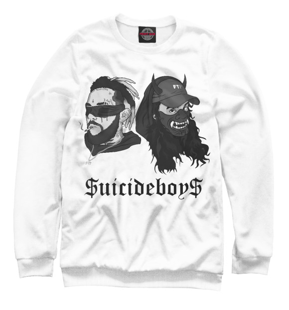 Мужской свитшот с изображением $uicideboy$ цвета Белый