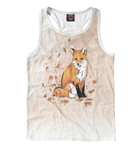 Мужская майка-борцовка с изображением Лиса цвета Белый