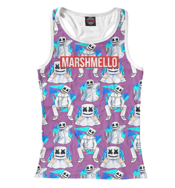 Женская майка-борцовка с изображением Marshmello цвета Белый
