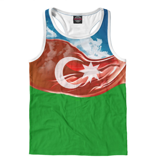 Мужская майка-борцовка с изображением Азербайджан цвета Белый