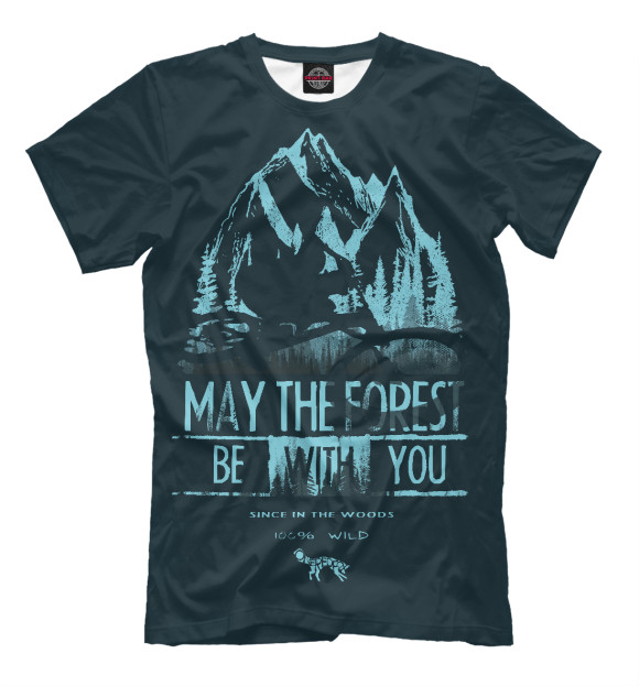 Мужская футболка с изображением May The Forest цвета Черный