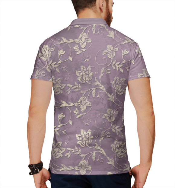 Мужское поло с притом Узоры из цветов цвета Белый Мужское поло с изображением Узоры из цветов цвета Белый