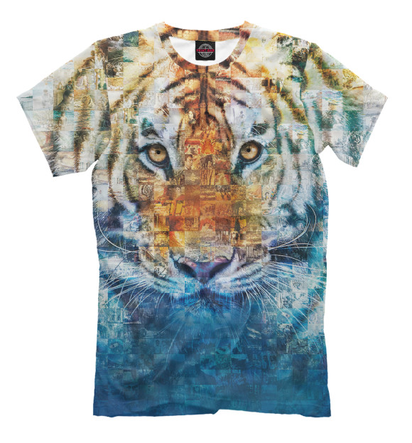 Мужская футболка с изображением Тигр - Жизнь Пи цвета Молочно-белый