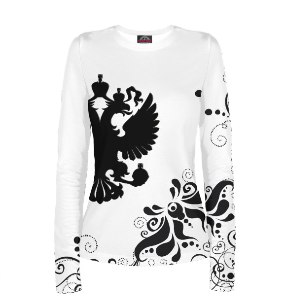 Женский лонгслив с изображением Герб России цвета Белый