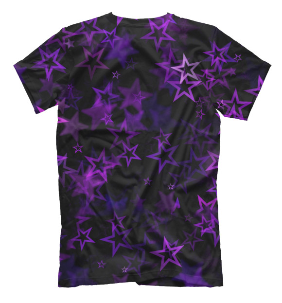 Мужская футболка с изображением Фиолетовые звезды цвета Белый