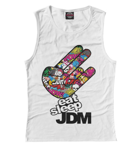 Майки Print Bar, Белый, Eat Sleep JDM