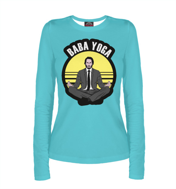 Женский лонгслив с изображением Baba Yoga цвета Белый