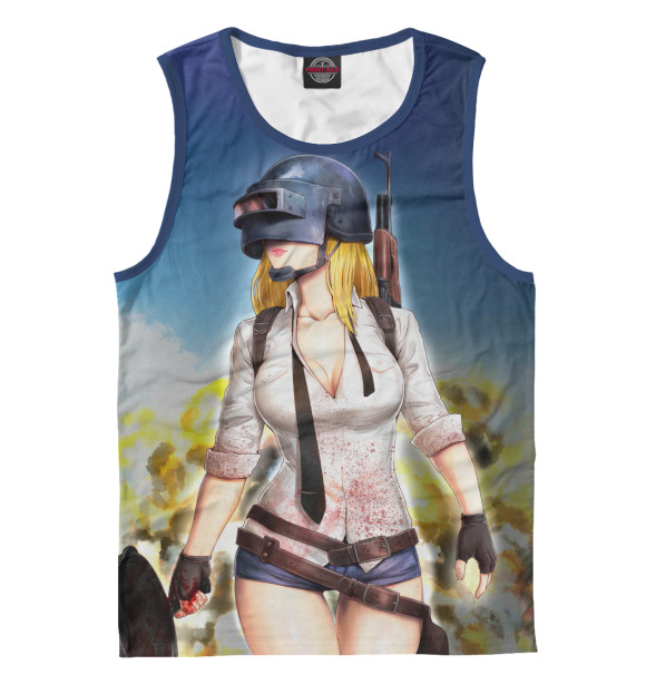 Мужская майка с изображением Pubg Girl цвета Белый