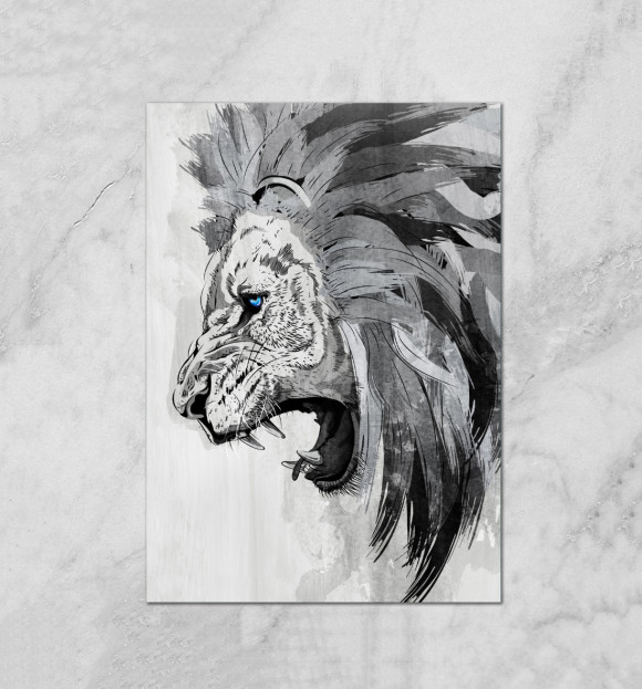 Плакат с притом Lion цвета Белый Плакат с изображением Lion цвета Белый