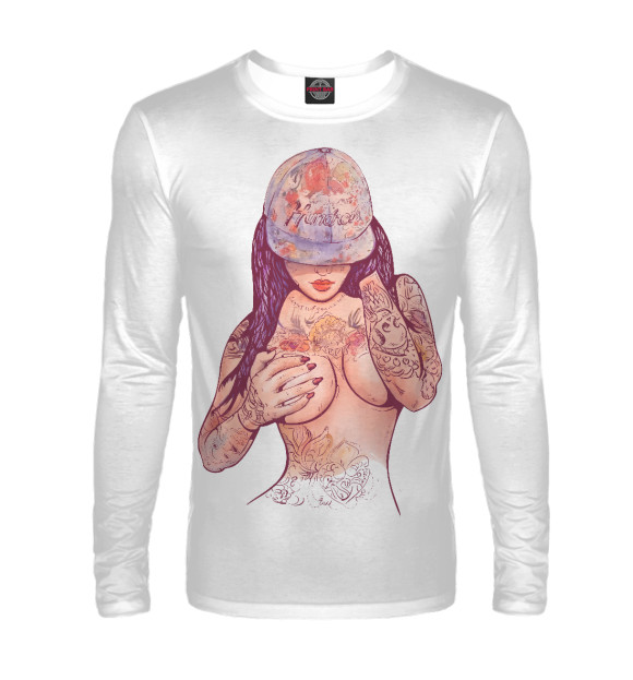 Мужской лонгслив с изображением Sexy girl цвета Белый