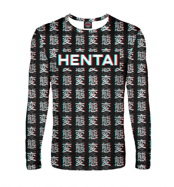 Мужской лонгслив с изображением Hentai glitch цвета Белый