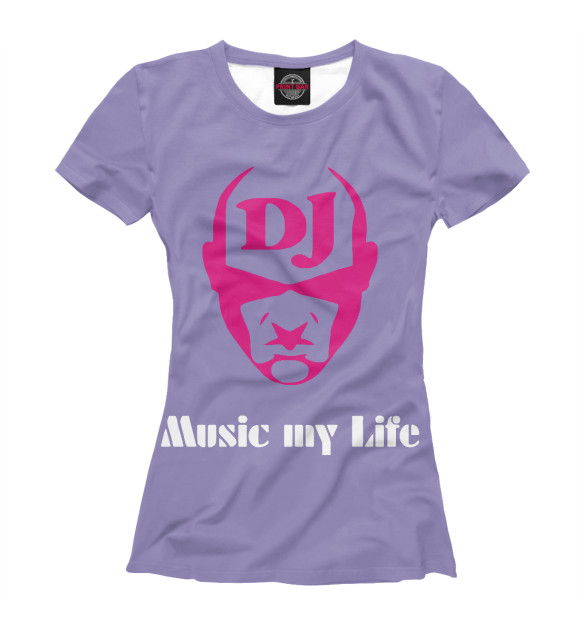 Женская футболка с изображением Music my life цвета Белый