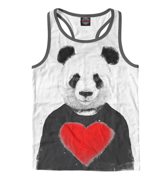 Мужская майка-борцовка с изображением Влюбленная панда цвета Белый