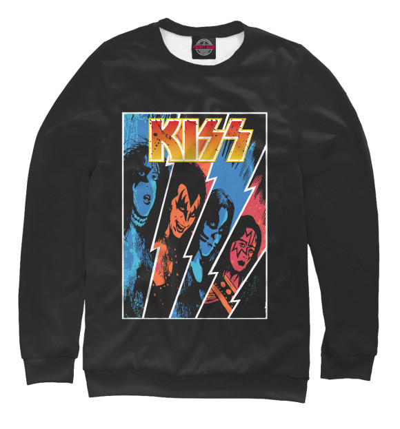 Свитшот для мальчиков с изображением Kiss цвета Белый