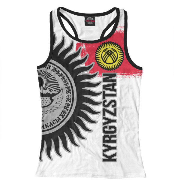 Женская майка-борцовка с изображением Киргизия цвета Белый