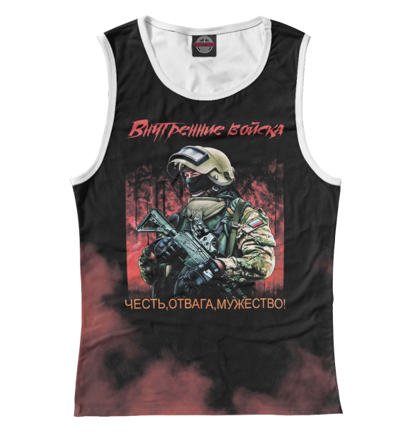 Майка для девочки с притом Внутренние войска цвета Белый Майка для девочки с изображением Внутренние войска цвета Белый