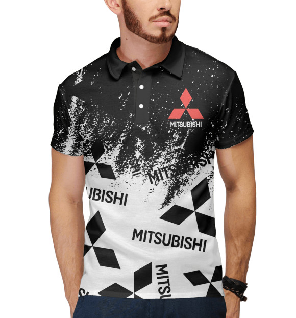Мужское поло с изображением Mitsubishi цвета Белый