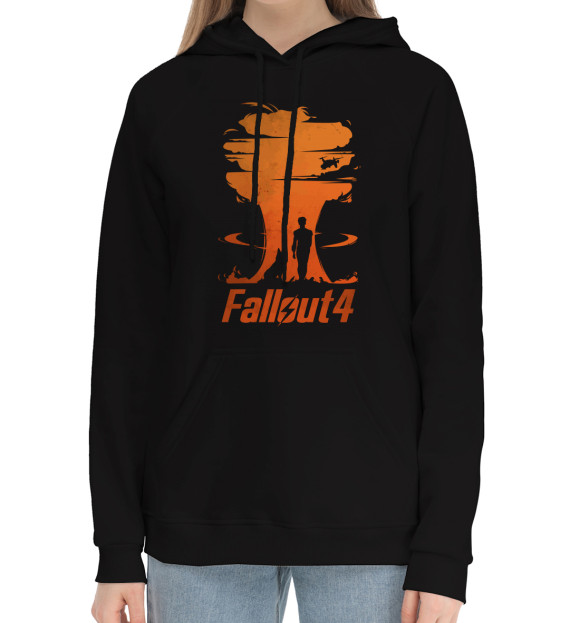 Женский хлопковый худи с изображением Fallout 4 цвета Черный