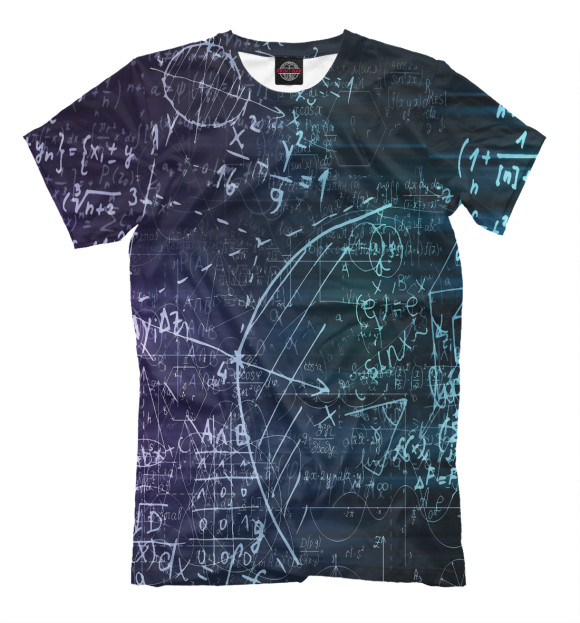Мужская футболка с изображением Неоновые формулы цвета Белый
