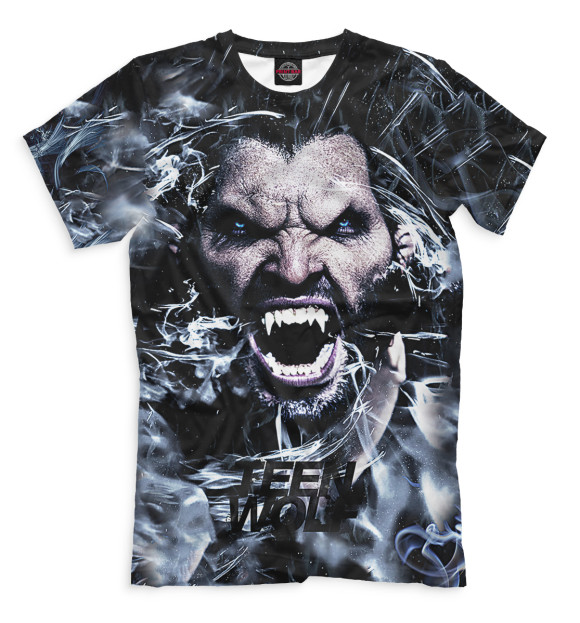 Мужская футболка с изображением Волчонок цвета Черный