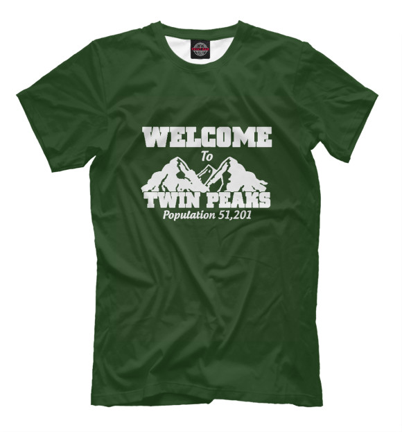 Футболка для мальчиков с изображением Welcome to Twin Peaks цвета Темно-зеленый