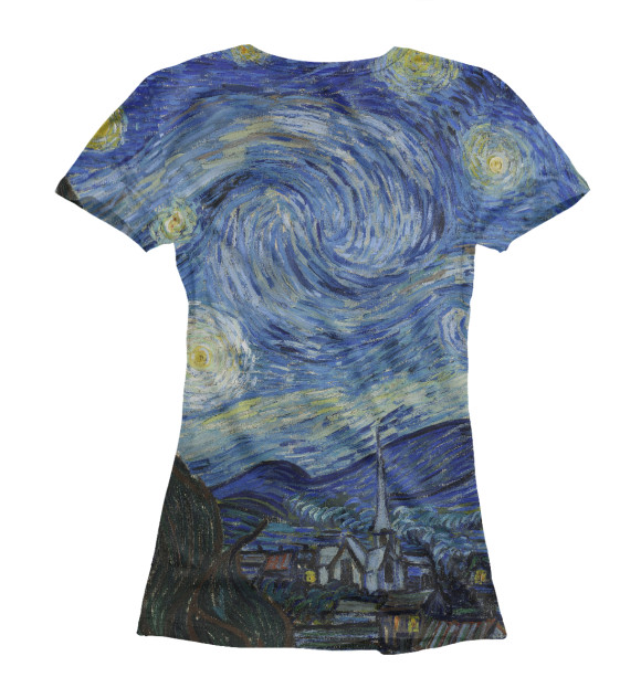 Женская футболка с изображением Звездная ночь - Ван Гог Винсент цвета Белый