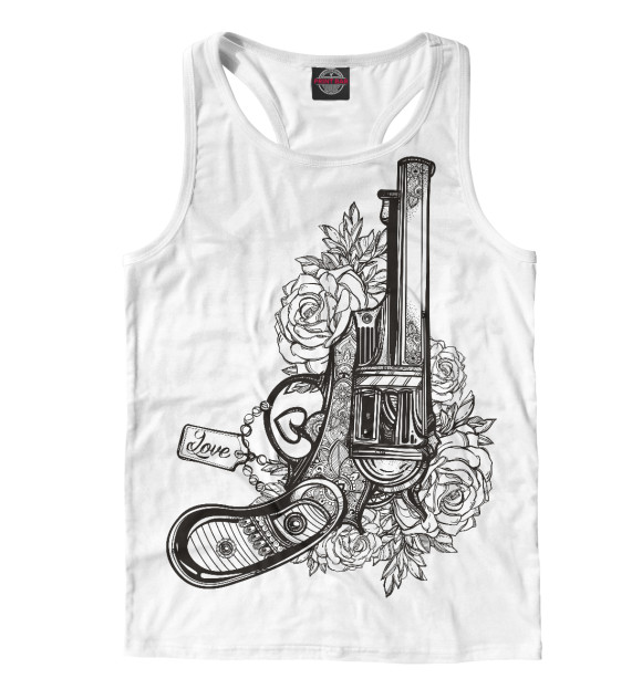 Мужская майка-борцовка с изображением Пистолет цвета Белый